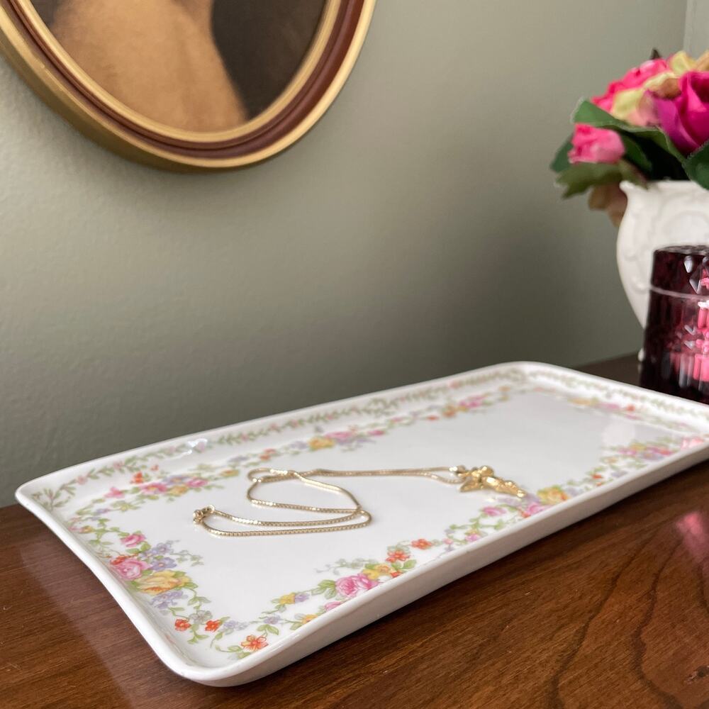 Antique Charles Field Haviland Limoges Vanity Tray - Floral French Porcelain